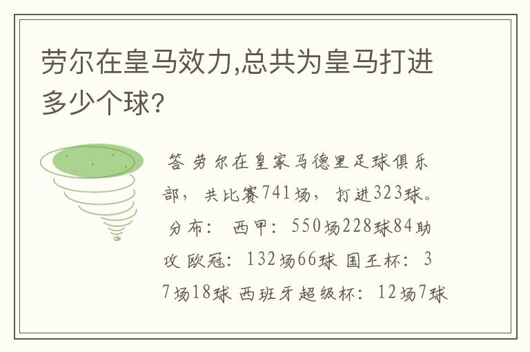 劳尔在皇马效力,总共为皇马打进多少个球?