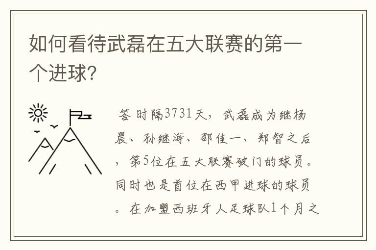 如何看待武磊在五大联赛的第一个进球？