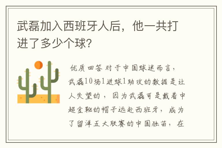 武磊加入西班牙人后，他一共打进了多少个球？