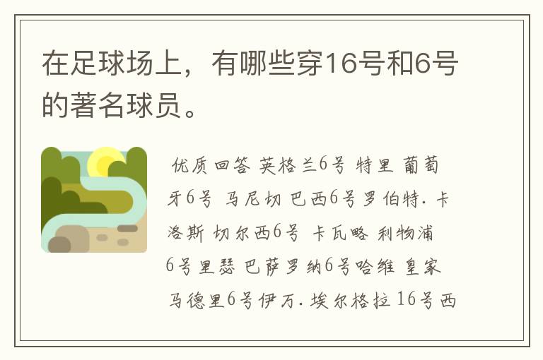 在足球场上，有哪些穿16号和6号的著名球员。