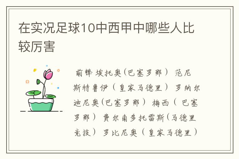 在实况足球10中西甲中哪些人比较厉害