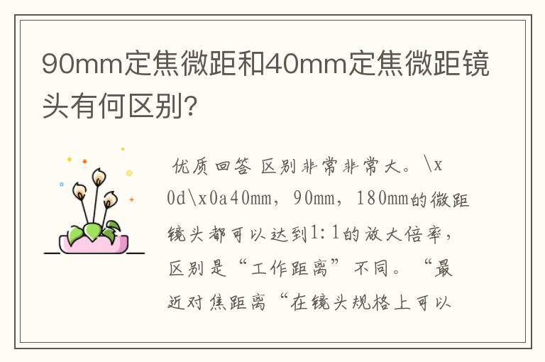 90mm定焦微距和40mm定焦微距镜头有何区别?