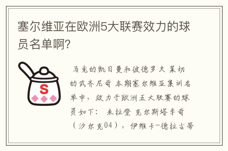 塞尔维亚在欧洲5大联赛效力的球员名单啊？