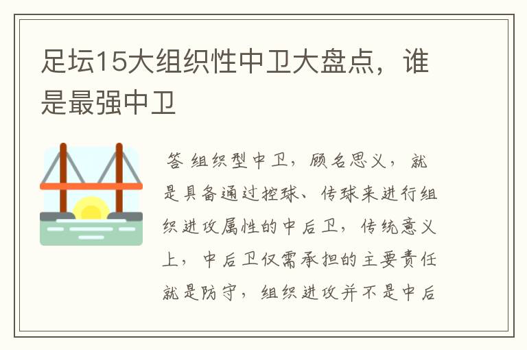 足坛15大组织性中卫大盘点，谁是最强中卫