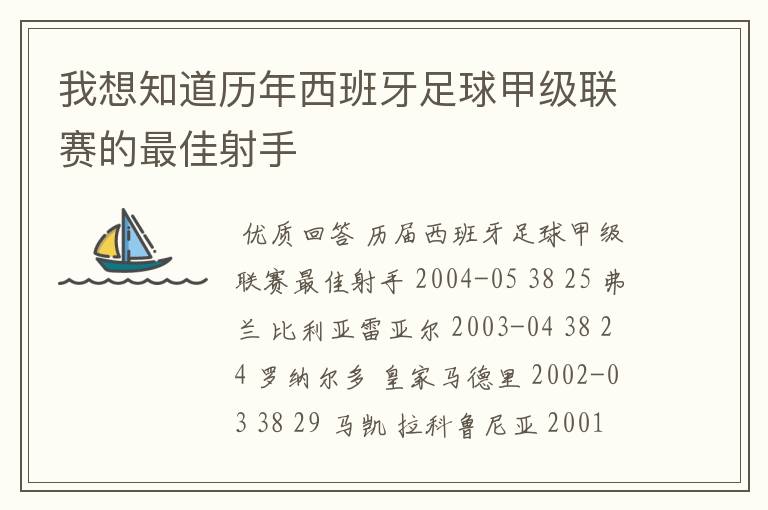 我想知道历年西班牙足球甲级联赛的最佳射手