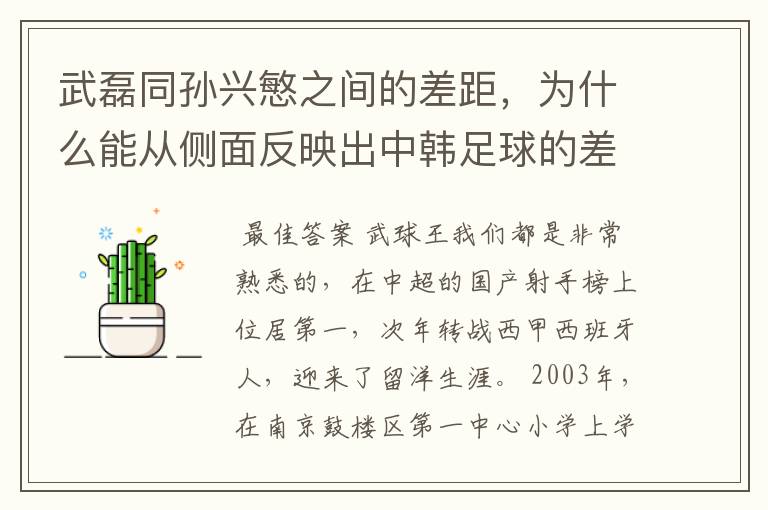 武磊同孙兴慜之间的差距，为什么能从侧面反映出中韩足球的差距？