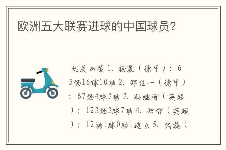 欧洲五大联赛进球的中国球员？