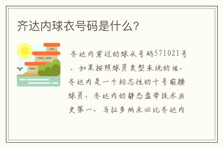 齐达内球衣号码是什么?