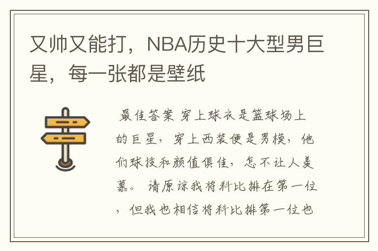 又帅又能打，NBA历史十大型男巨星，每一张都是壁纸