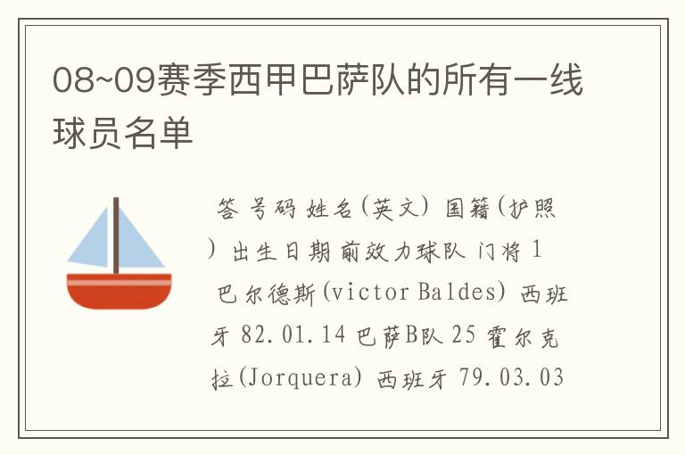 08~09赛季西甲巴萨队的所有一线球员名单