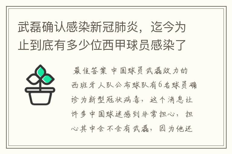 武磊确认感染新冠肺炎，迄今为止到底有多少位西甲球员感染了新冠病毒？