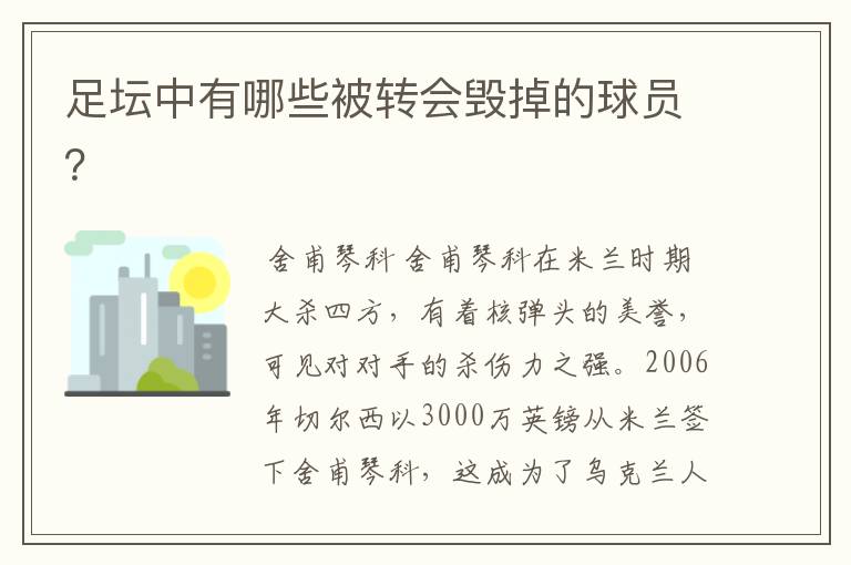 足坛中有哪些被转会毁掉的球员？