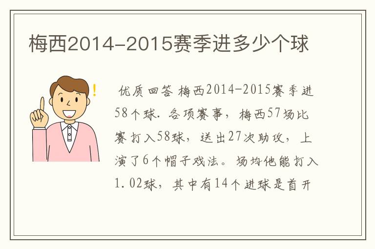 梅西2014-2015赛季进多少个球