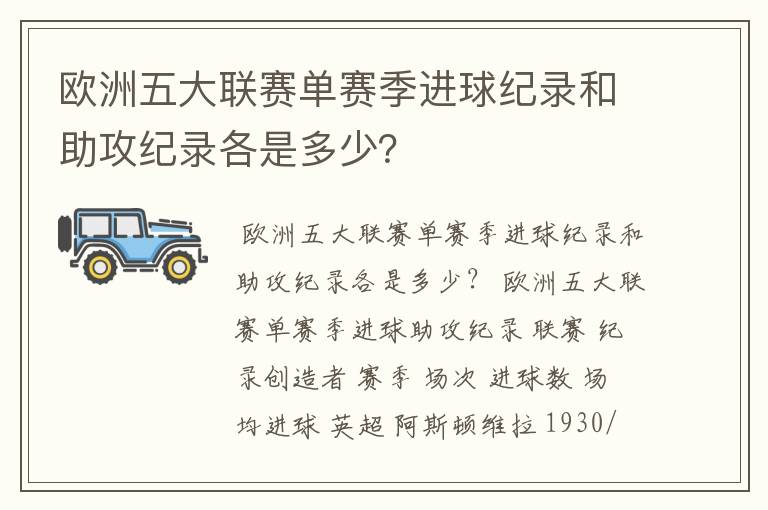 欧洲五大联赛单赛季进球纪录和助攻纪录各是多少？