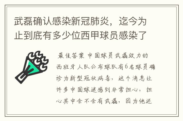 武磊确认感染新冠肺炎，迄今为止到底有多少位西甲球员感染了新冠病毒？