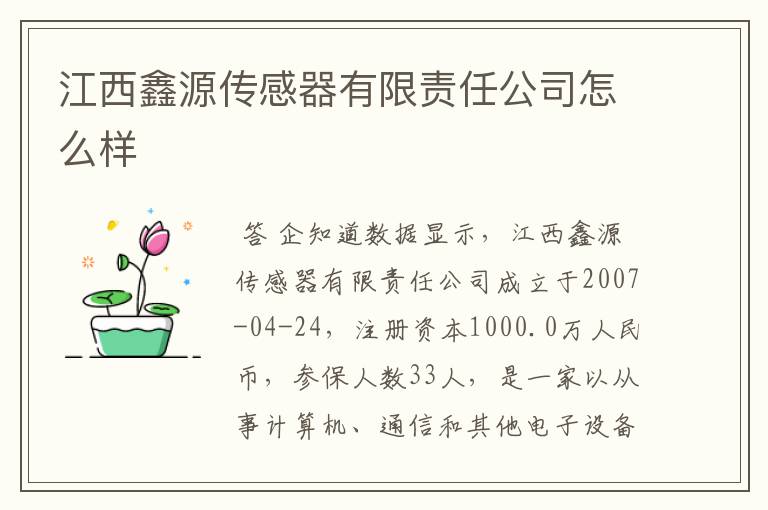 江西鑫源传感器有限责任公司怎么样