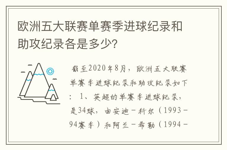 欧洲五大联赛单赛季进球纪录和助攻纪录各是多少？