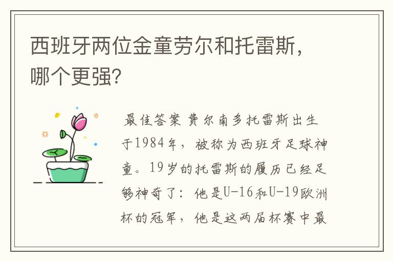 西班牙两位金童劳尔和托雷斯，哪个更强？