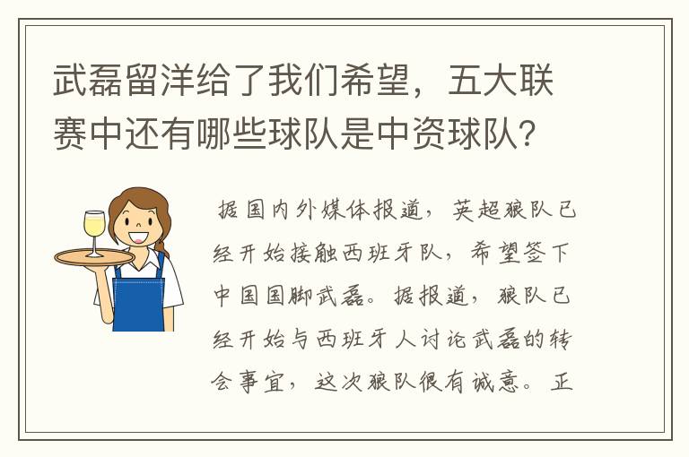 武磊留洋给了我们希望，五大联赛中还有哪些球队是中资球队？