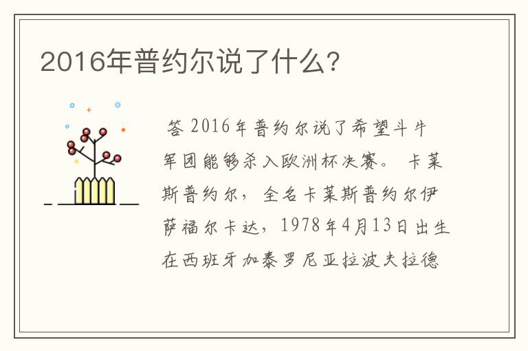 2016年普约尔说了什么?