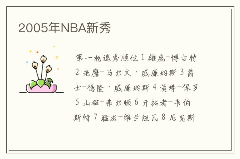 2005年NBA新秀