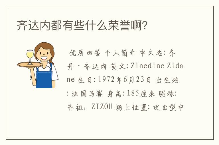 齐达内都有些什么荣誉啊？