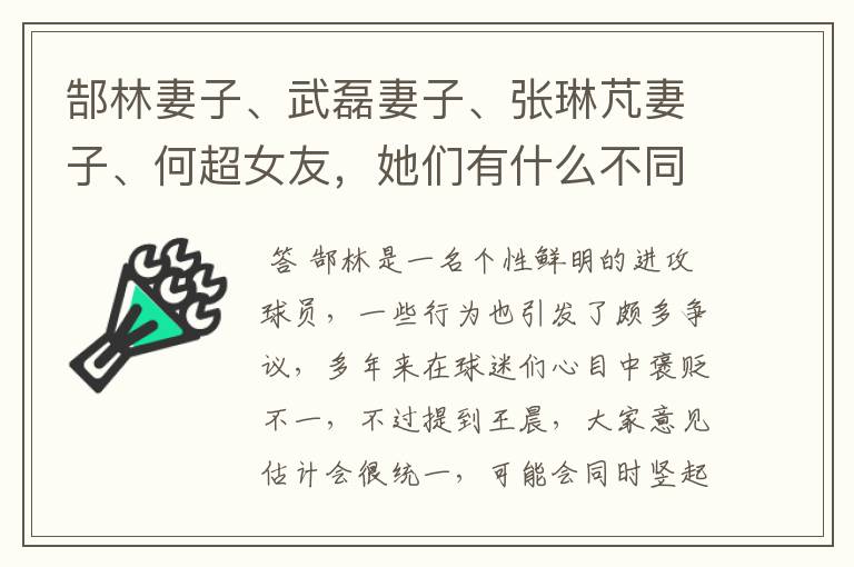 郜林妻子、武磊妻子、张琳芃妻子、何超女友，她们有什么不同？