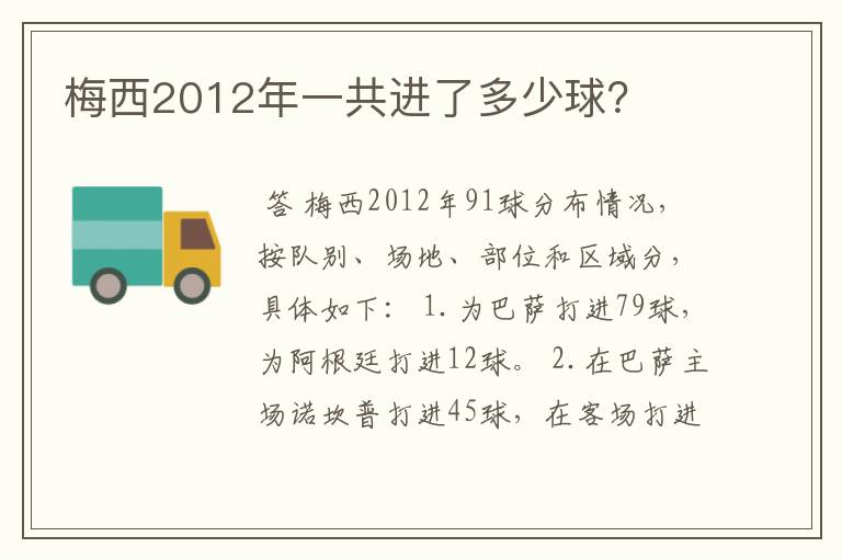 梅西2012年一共进了多少球？