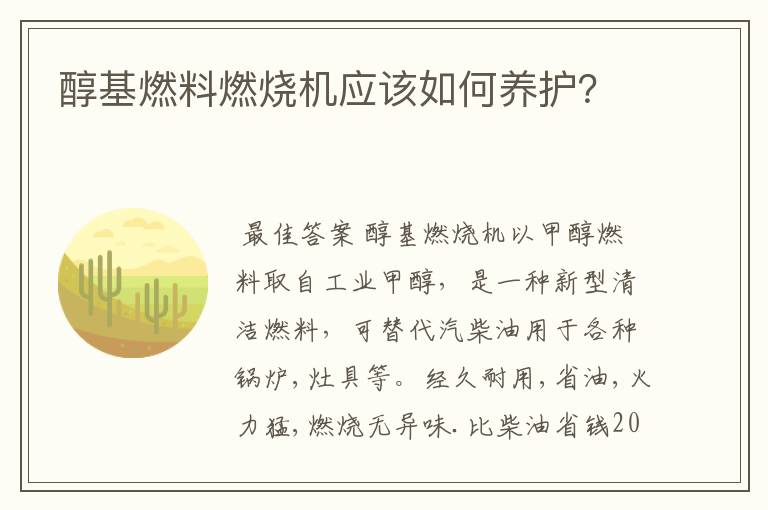 醇基燃料燃烧机应该如何养护？