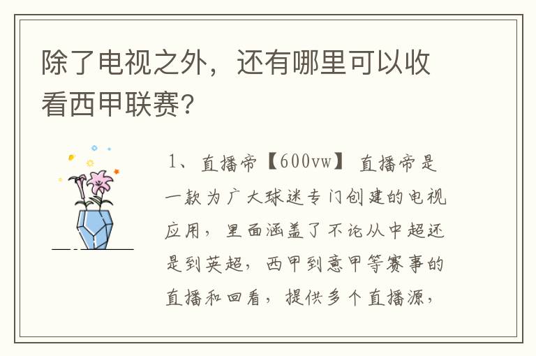 除了电视之外，还有哪里可以收看西甲联赛?