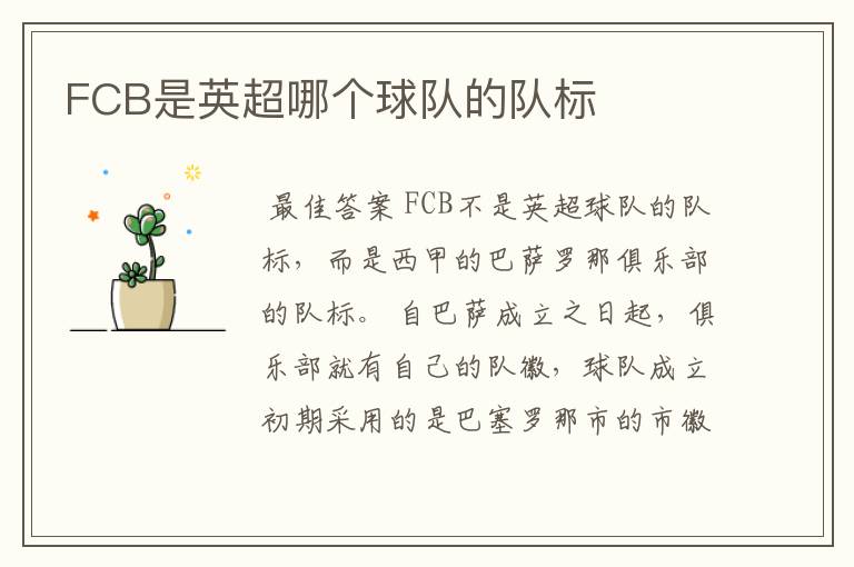 FCB是英超哪个球队的队标