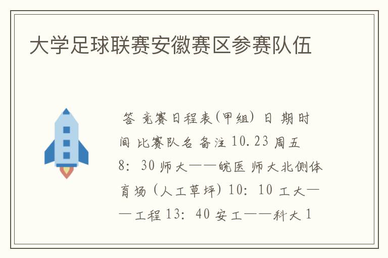 大学足球联赛安徽赛区参赛队伍