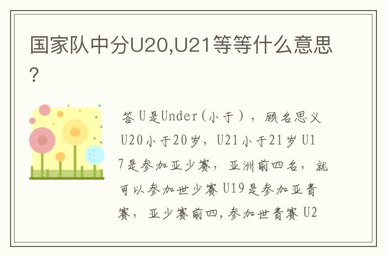 国家队中分U20,U21等等什么意思？