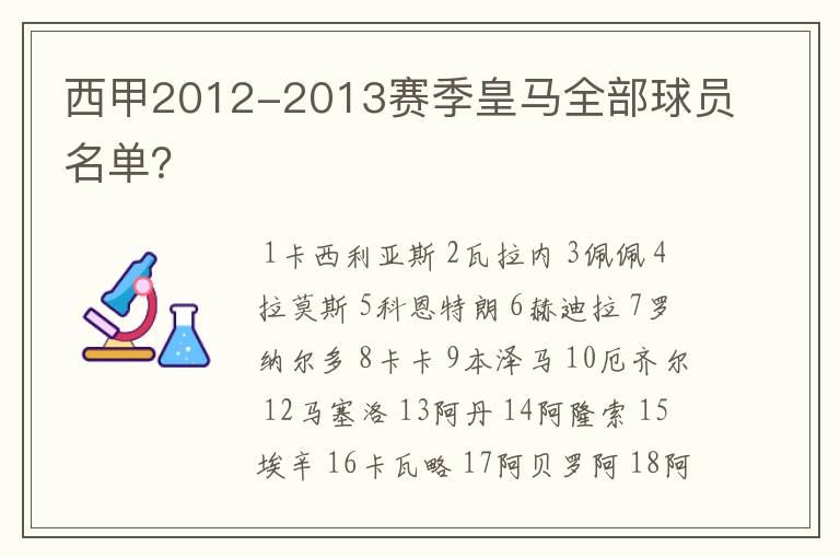 西甲2012-2013赛季皇马全部球员名单？