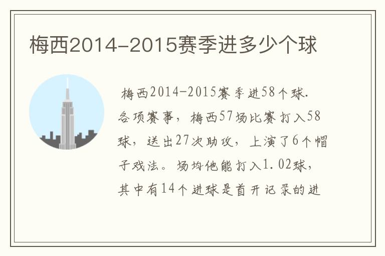 梅西2014-2015赛季进多少个球