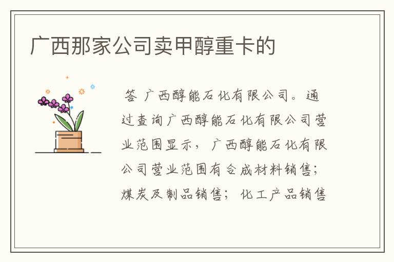 广西那家公司卖甲醇重卡的