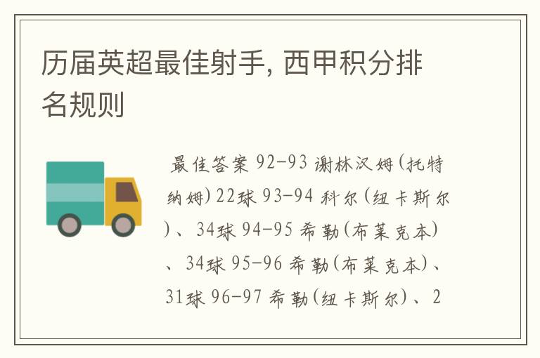 历届英超最佳射手, 西甲积分排名规则