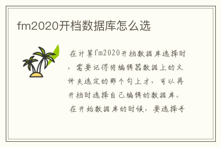 fm2020开档数据库怎么选