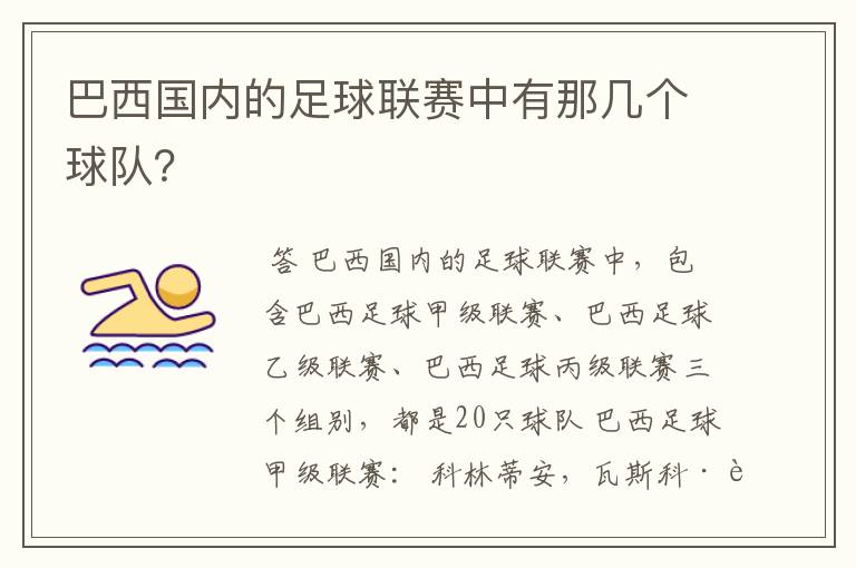 巴西国内的足球联赛中有那几个球队？