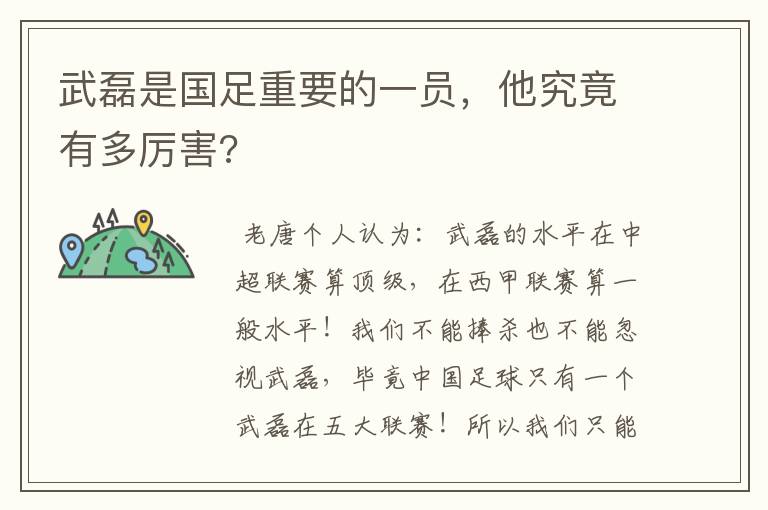 武磊是国足重要的一员，他究竟有多厉害?