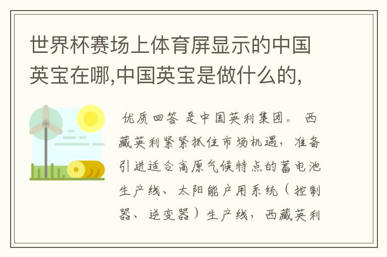 世界杯赛场上体育屏显示的中国英宝在哪,中国英宝是做什么的,这个公司好牛啊.