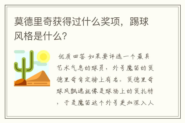 莫德里奇获得过什么奖项，踢球风格是什么？