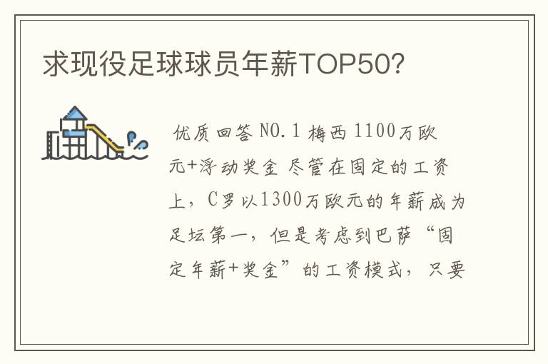 求现役足球球员年薪TOP50？