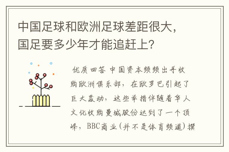 中国足球和欧洲足球差距很大，国足要多少年才能追赶上？