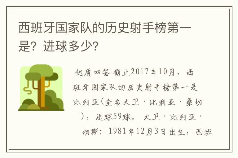 西班牙国家队的历史射手榜第一是？进球多少？