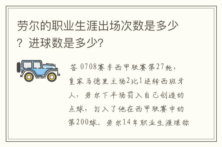 劳尔的职业生涯出场次数是多少？进球数是多少？