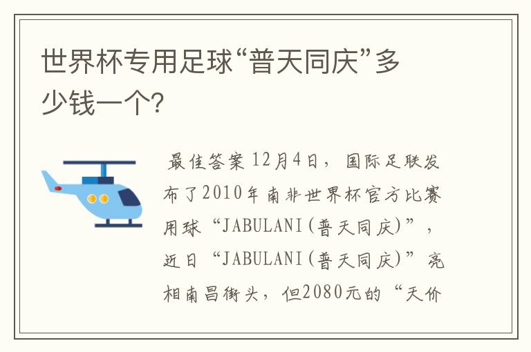 世界杯专用足球“普天同庆”多少钱一个？