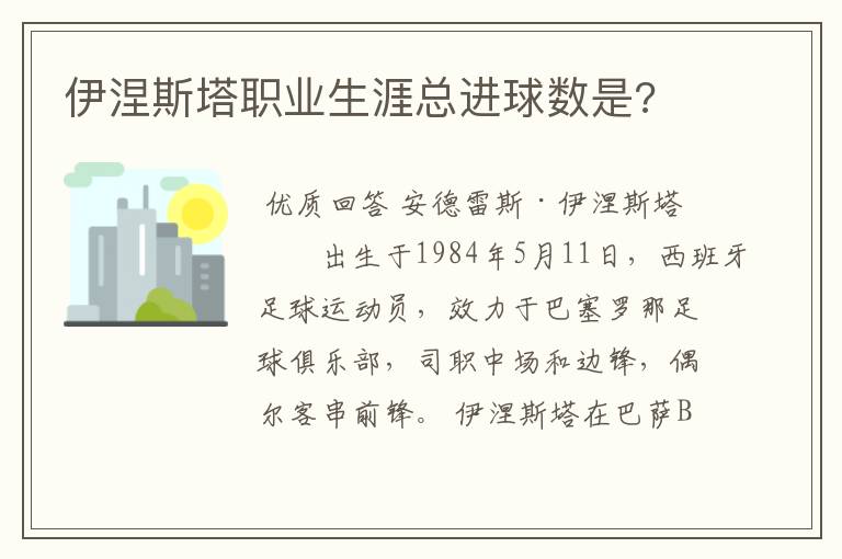 伊涅斯塔职业生涯总进球数是?