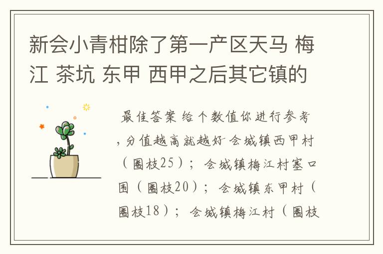 新会小青柑除了第一产区天马 梅江 茶坑 东甲 西甲之后其它镇的比较好的排序哪个镇比较好的