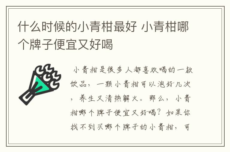 什么时候的小青柑最好 小青柑哪个牌子便宜又好喝